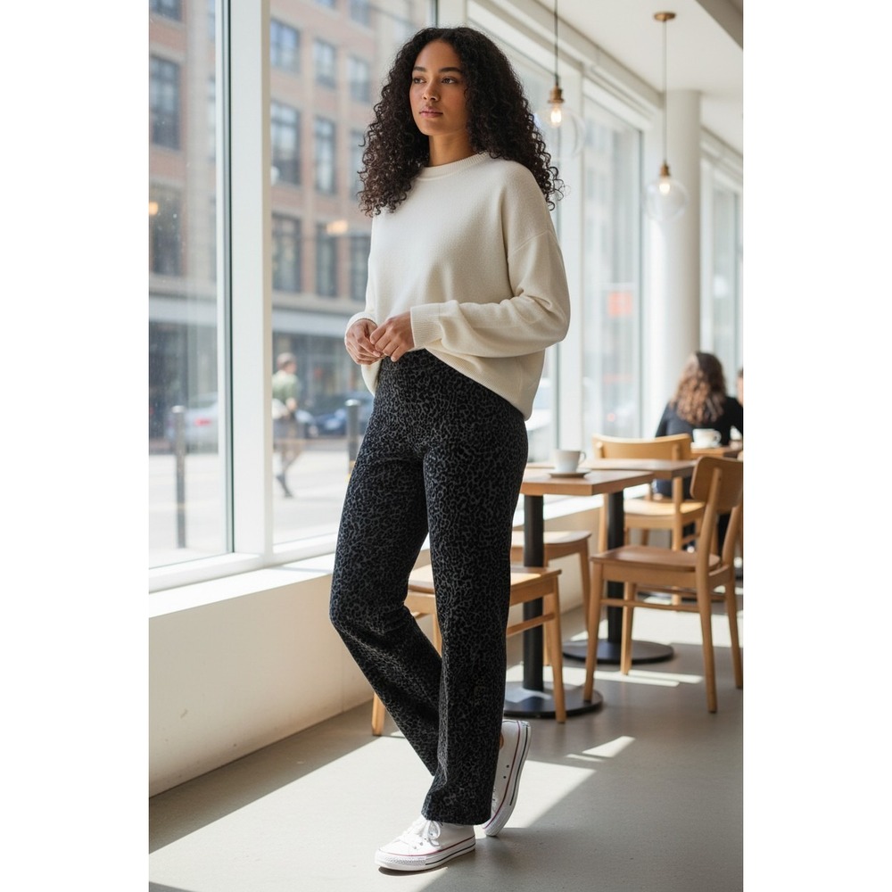 (H-230)Banana Republic Reegan Women's Pants Size 6 Leopard Print Mid Rise Slim F